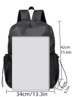 Drawstring Detail Functional Backpack Black For School