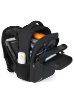Men Letter Graphic Zip Front Laptop Backpack - Black