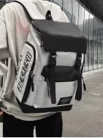 Men Letter Graphic Release Buckle Decor Flap Backpack