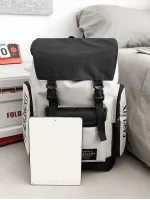 Men Letter Graphic Release Buckle Decor Flap Backpack