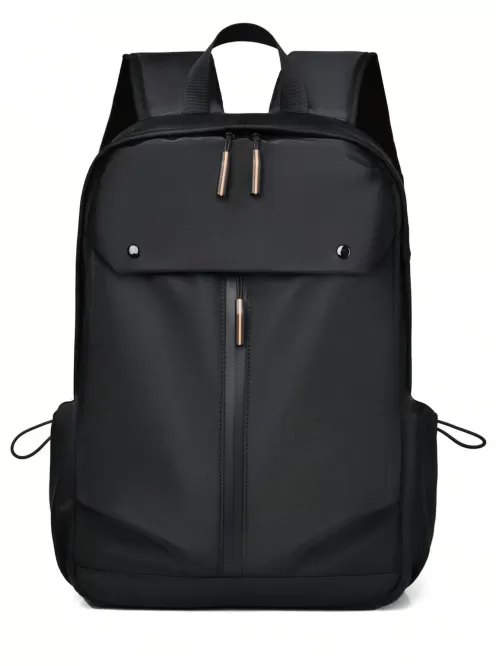 Black Laptop Backpack Waterproof Durable Adjustable Strap For Daily