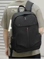 Black Laptop Backpack Waterproof Durable Adjustable Strap For Daily
