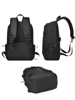 Black Laptop Backpack Waterproof Durable Adjustable Strap For Daily
