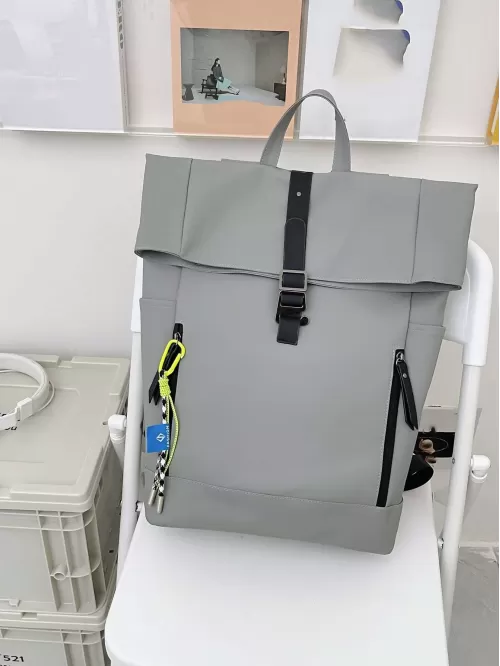 Men Buckle Decor Flap Backpack With Bag Charm