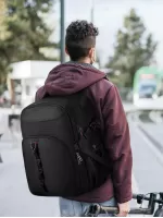 Men Honeycomb Pattern Release Buckle Decor Travel Backpack With Coin Purse