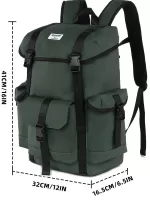 Men Letter Graphic Release Buckle Decor Functional Backpack - Green
