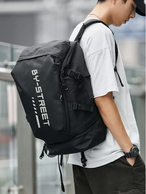 Letter Graphic Functional Backpack Large Capacity