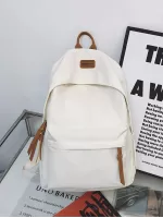 Medium Laptop Backpack Letter Patch Decor